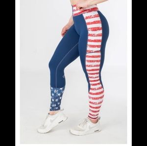Stars and stipes legging by curves n combat boots